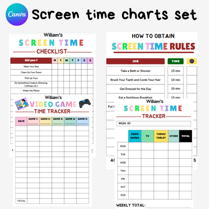 Editable Screen time checklist